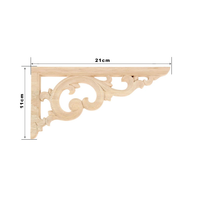 MUXSAM Wood Carved Corners Appliques Onlays, 2-Pair Unpainted Wood Caravings Decals for Cabinet Dresser Cupboard Mirrors Walls Doors Closet Fireplace Bed Frame DIY Craft Project, 21x11cm/8.27"x4.33" - Image 2